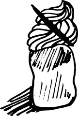 Drawing of pastry products, desserts. Food menu design template. Hand drawn sketch vector illustration. Chou
