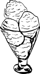 Drawing of pastry products, desserts. Food menu design template. Hand drawn sketch vector illustration. Ice cream
