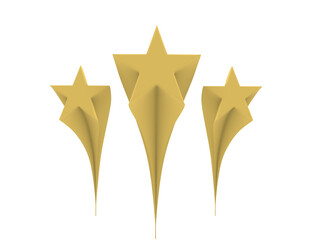 3 golden star Icon 3D on Transparent background