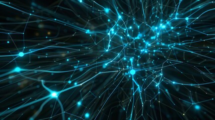 Obraz premium An AI neural network background with interconnected nodes and lines forming a complex web