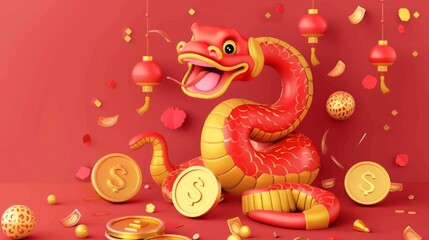 Obraz premium 2025 Chinese New Year, year of the Snake. Chinese zodiac