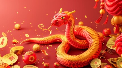 Obraz premium 2025 Chinese New Year, year of the Snake. Chinese zodiac