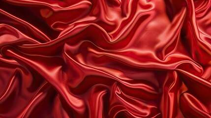 Obraz premium Red Satin Fabric Shimmers and Drapes. Generative AI
