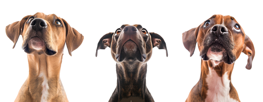Set of 3 Dogs Isolated on a Transparent Background