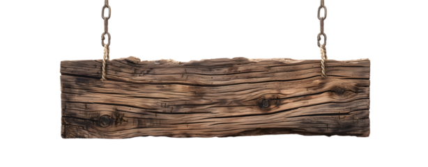 Old Wood Medieval Sign Isolated on a Transparent Background
