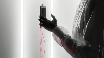 a person receiving an IV drip from a smartphone, symbolizing dependency