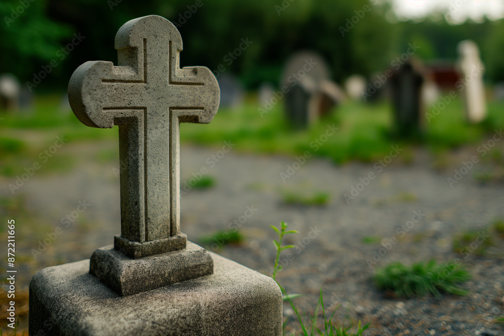 Poster diy creepy graveyard scene in yard, background with empty space for text
