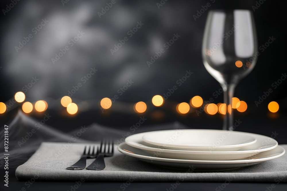 Aufkleber eerie halloween table setting with cobwebs, background with empty space for text