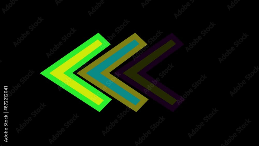 Aufkleber arrow animation miks color chroma key left lit and black background. 4k animation icon video.abstrac