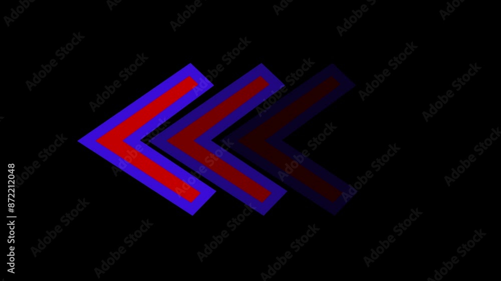 Poster arrow animation red and blue chroma key left light and black background. 4k animation icon video.abs