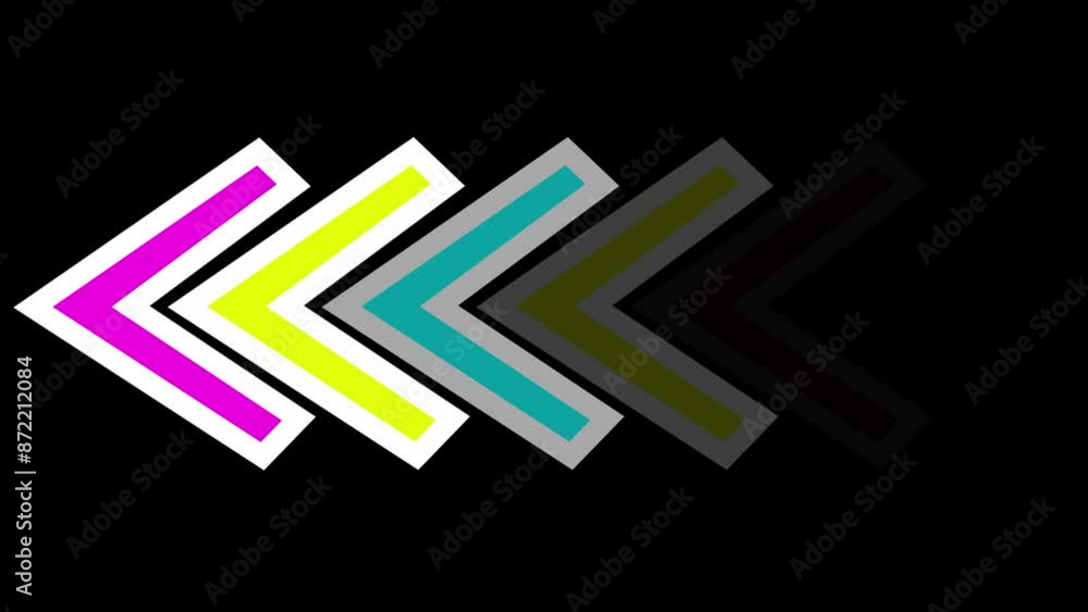 Aufkleber arrow animation miks color chroma key left lit and black background. 4k animation icon video.abstrac