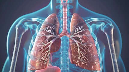 Infographic on the Human Respiratory System, Detailing the Nose, Trachea, Lungs, and Diaphragm with Copy Space and Open Space