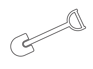 Shovel icons in outline. Shovel symbol. Black thin line icon. Front view, Black icon of shovel isolated on white background.