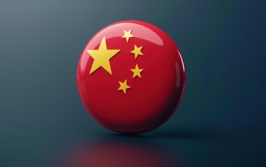 A red and yellow circular icon depicting the Chinese flag, featuring a large yellow star and four smaller stars, is shown isolated on a blue background