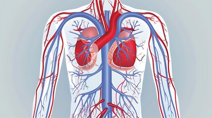 Infographic on the Human Circulatory System, Illustrating the Heart, Arteries, Veins, and Capillaries