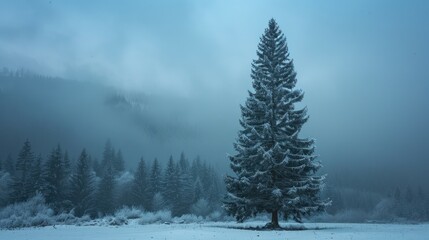 Tall fir tree evergreen needles. Generative AI