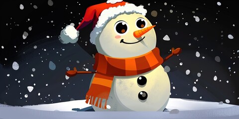 Naklejka premium snowman 2D drawing