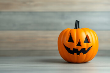 Inventive Halloween pumpkin stand decorations, background with empty space for text 