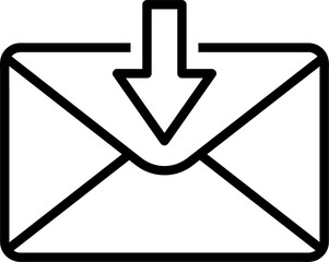 incoming messages icon, envelope symbol with arrow