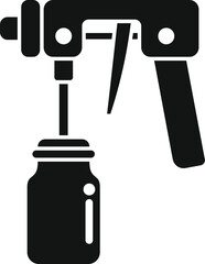 Black silhouette of a grease gun putting lubricant in a bottle