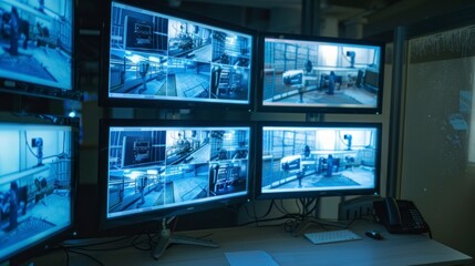 Naklejka premium security camera screen room