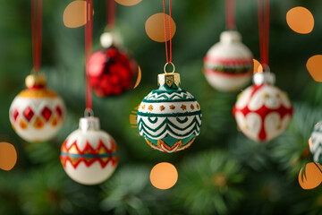 Vintage handmade Christmas ornaments, nostalgically crafted, adding a timeless touch to holiday celebrations 