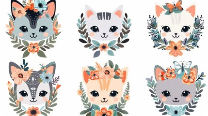 Fototapeta premium cat among flowers