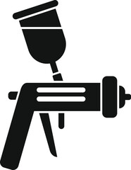 Black glyph icon of an airbrush tool for painting and coating applying