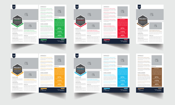 Case study template | Data Sheet layiut template | Business case study layout with yellow elements | Double side flyer template