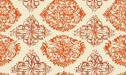 Seamless Illustration Pattern of Intricate Orange Geometric Shapes