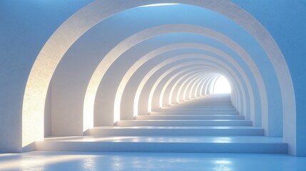 Obraz premium White arched hallway with blue lighting