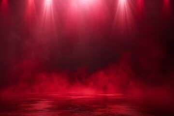 Red stage with dramatic lighting For Modern Design