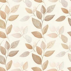 Seamless Minimalist Pattern of Abstract Beige Leaves