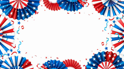 Obraz premium Patriotic Red, White, and Blue Stars and Fan Decorations for American Celebrations