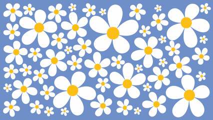 Obraz premium Daisy Flowers Seamless Background, Abstract Flower Pattern Background Illustration