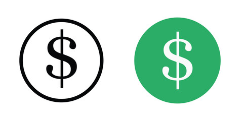 Clean Simple Dollar Icon for Apps n Websites, American currency symbol, payment symbol, Flat Design, money sign logo, Black n blue dollar icon, tax save, or the pay of salary. currency exchange