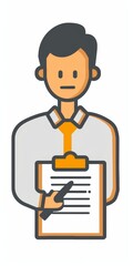 Obraz premium Icon of a person with a clipboard and pen
