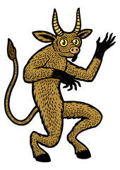 Heck chort myth creature color sketch engraving PNG illustration. T-shirt apparel print design. Scratch board imitation. Black and white hand drawn image.