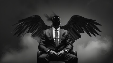 Corporate business corruption and greed selling soul to the devil. Evil face of globalist economy and corrupt world leaders.