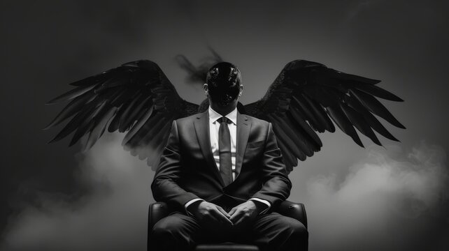 Corporate business corruption and greed selling soul to the devil. Evil face of globalist economy and corrupt world leaders.