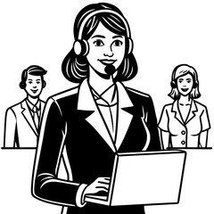 professional woman figure with a headset leading