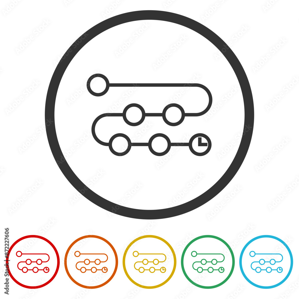 Poster timeline icon. set icons in color circle buttons