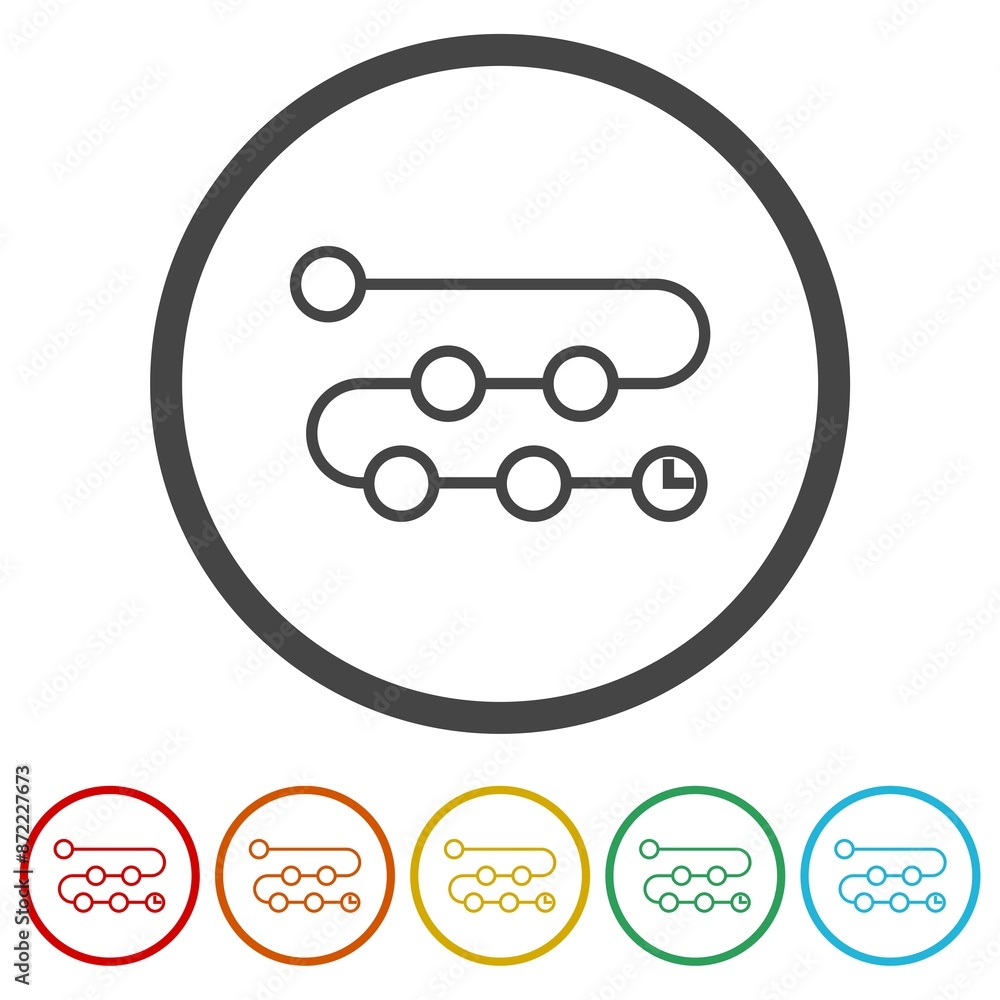Poster timeline icon. set icons in color circle buttons