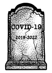 gravestone of covid sketch engraving PNG illustration. T-shirt apparel print design. Scratch board imitation. Black and white hand drawn image.