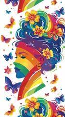 Obraz premium Plain white background featuring iconic Pride Month imagery