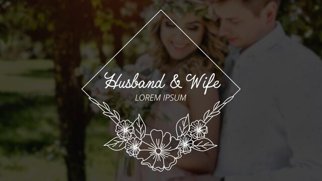 Modern Romantic Flower bouquet Wedding Title