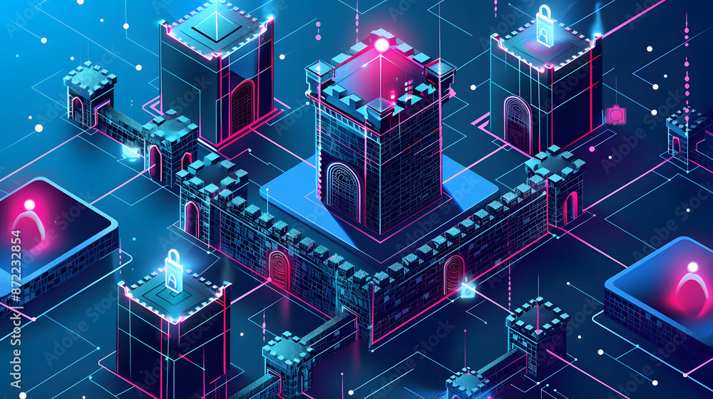Poster endpoint security fortress, computer security with an image showing a fortress surrounding endpoint 