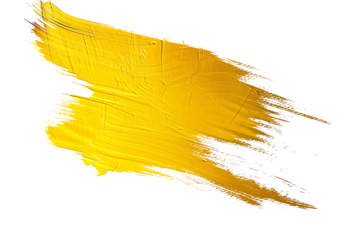 Yellow paint brush creating splashes with feather-like strokes in a colorful, grunge art design