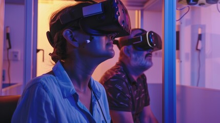 VR Experience: A Couple Immersed in Digital Reality