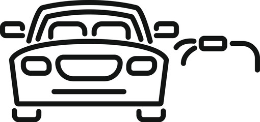 Line art icon of an electric car charging at a public charging station